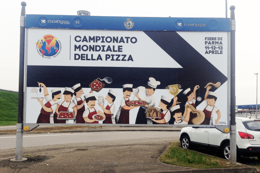 Allestimento Campionato Mondiale della Pizza Pannello stradale